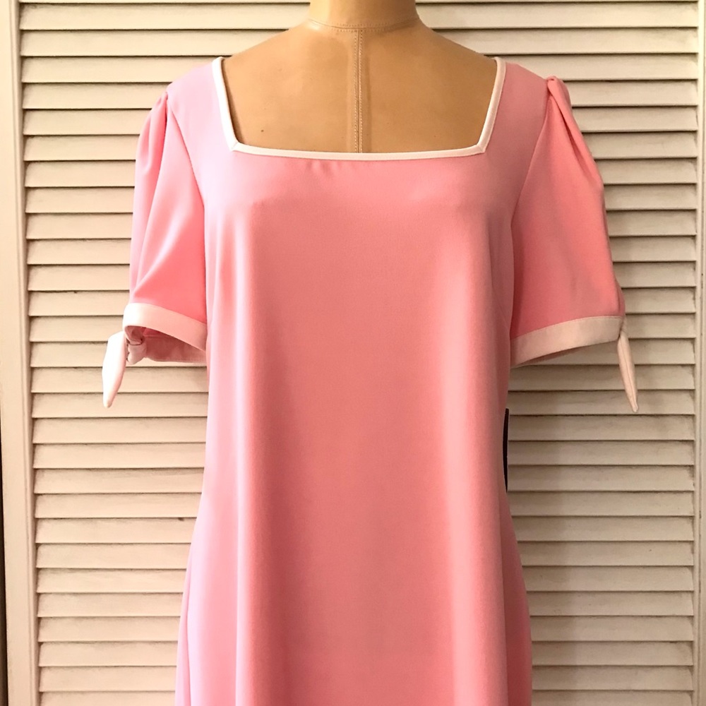 ๐ Sharagano New York Womens Dress size 10 Pale Pink Short Sleeve Shift NWT NEW - Picture 2 of 8